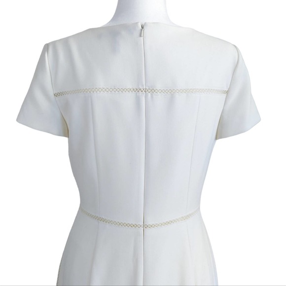Halston Heritage White Ivory Knee Length Short Sleeve Sheath Dress Size 8 - Picture 7 of 11